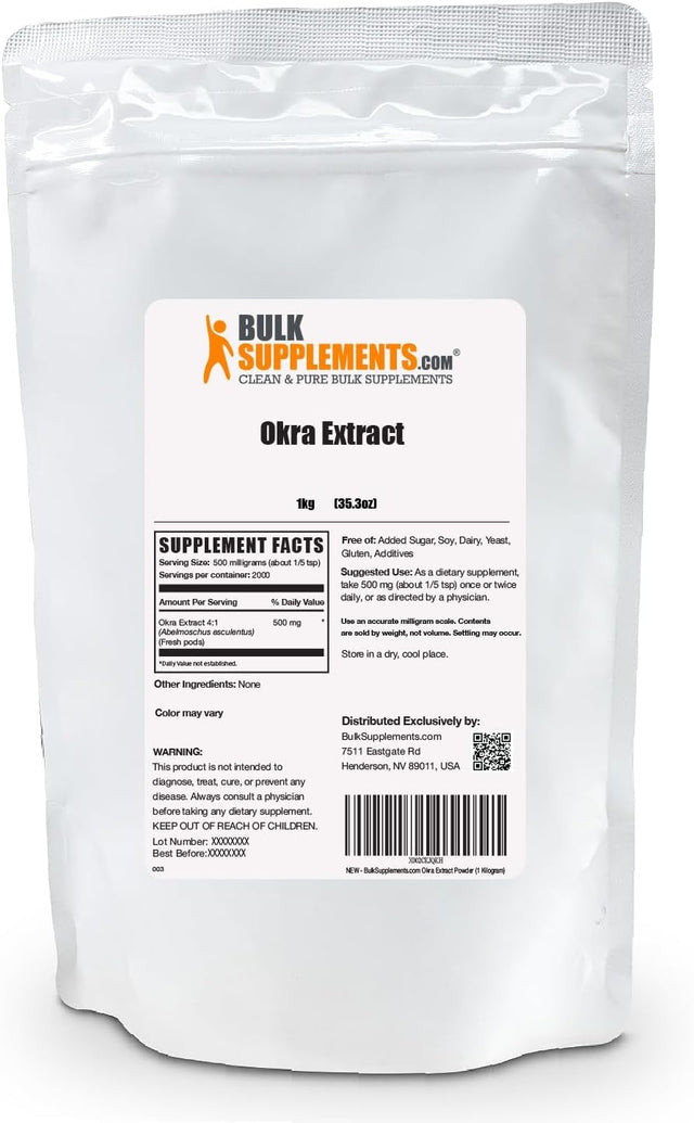 BULKSUPPLEMENTS.COM Okra Extract Powder - Digestion Supplement - Bowel Movement Supplements (1 Kilogram - 2.2 Lbs)