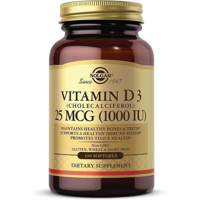 Solgar Vitamin D3 (Cholecalciferol) 25 Mcg (1000 IU) 100 Softgels