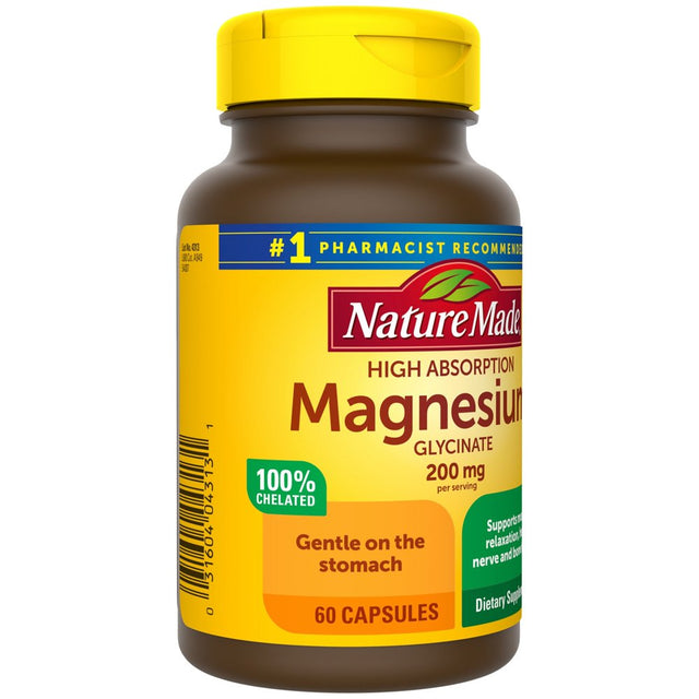 Nature Made Magnesium Glycinate 200 Mg per Serving Capsules, Dietary Supplement, 60 Count