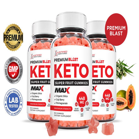 (3 Pack) Premium Blast Keto Max Gummies Dietary Supplement 180 Gummys