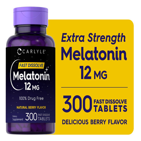 Carlyle Melatonin 12 Mg | 300 Tablets | Natural Berry Flavor