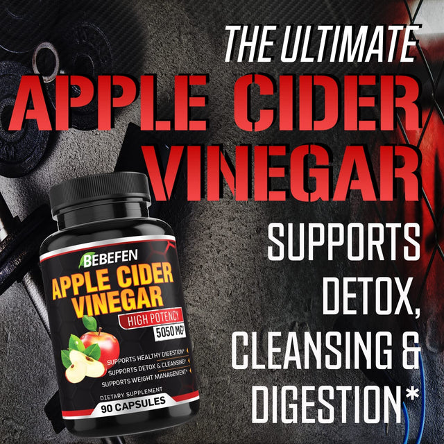 Apple Cider Vinegar Capsules - 5050Mg Formula Pills with Black Pepper Extract - 90 Capsules Apple Cider Vinegar Pills for Supports Healthy Weight Management, Digestion, Detox & Immune -3 Months Supply