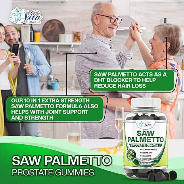 Saw Palmetto Gummies - Saw Palmetto for Women - Prostate Supplements for Men - Saw Palmetto for Women Hair Loss DHT Blocker for Hair Growth Extract and Beta Blocker Supplement for Hair Loss