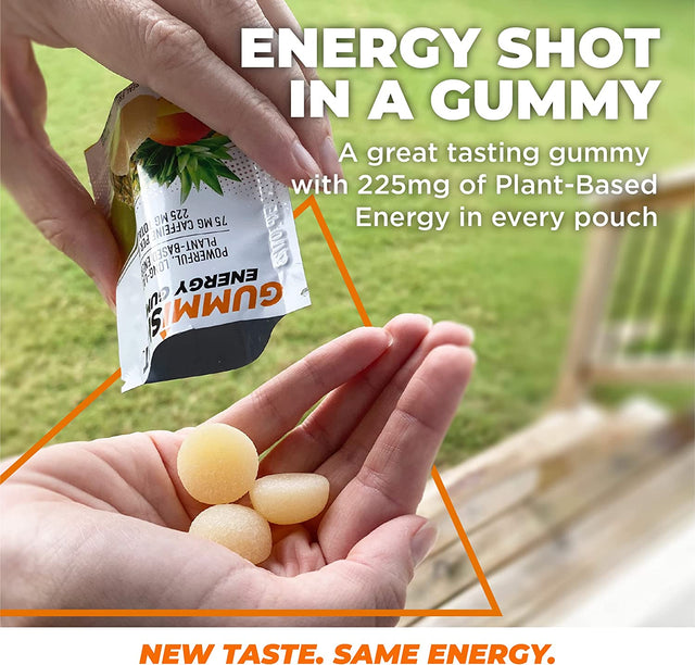 Energy Gummies, 225Mg of Plant-Based Caffeine Chews per Pouch, Long Lasting Energy Boosters, Variety Pack (3Ct, 9 Gummies)