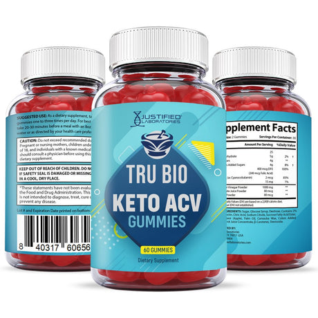 (2 Pack) Tru Bio Keto ACV Gummies 1000MG Dietary Supplement 120 Gummys