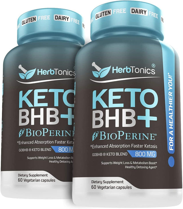 High Strength Keto Bhb Diet Pills with Bioperine for Enhanced Absorption Vegan Capsules Keto Bhb Salts Supplement for Women and Men (60 Count (Pack of 2))