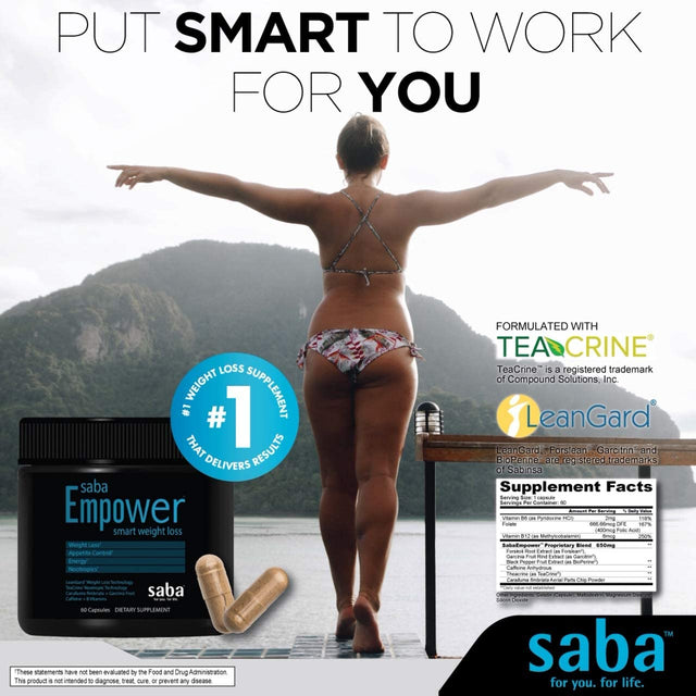 Saba Empower Smart Pills-Weight Loss, Appetite Suppressant, Fat Burner, Boost Energy, Better Mood, More Focus