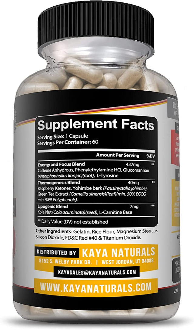 Kaya Naturals Oxy Burn - Weight Loss Pills for Women & Men - Appetite Suppressant Supplement - Supreme Fat Burner - Powerful Thermogenic Diet Pills - Natural Energy Boost - 60 Count