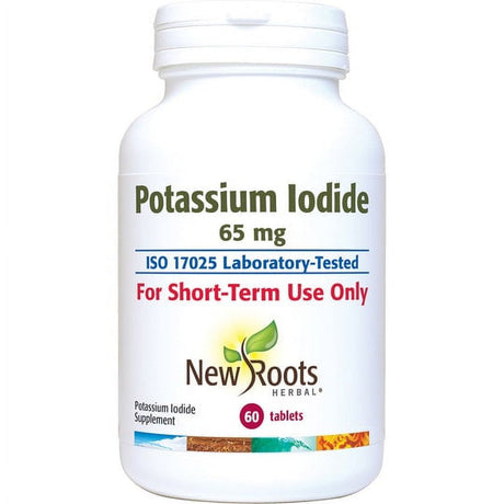 New Roots Herbal Potassium Iodide 65 Mg KI Supplement | 60 Tablets for Thyroid Support | Iodine - YODO Naciente