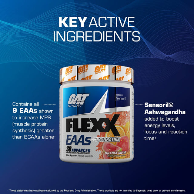 GAT SPORT Flexx Eaas + Hydration, Advanced Essential Amino Acids, 30 Servings (Blue Razz)