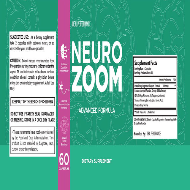 Neurozoom Advanced Formula Brain Health Pills, Memory Supplement and Youthful Brain Function, 5 Pack