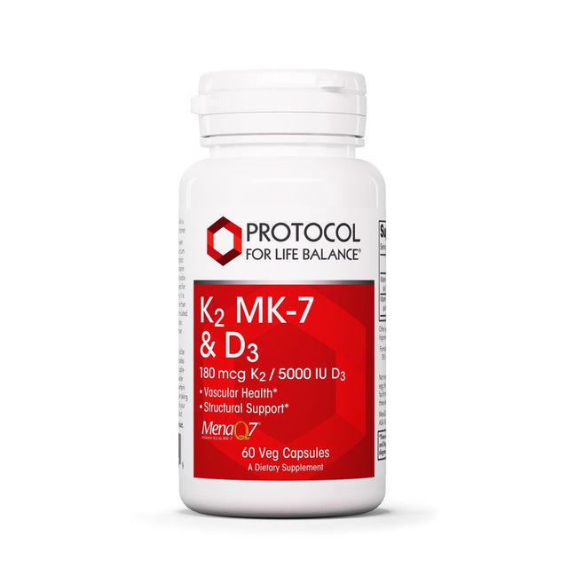 Protocol for Life Balance Vitamin K2 MK-7 and Vitamin D3 5,000 IU - 60 Veg Caps