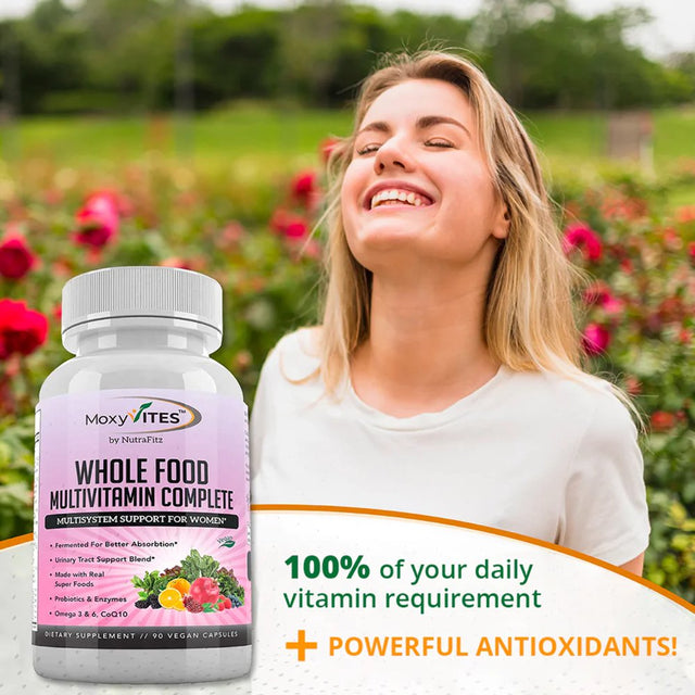 Whole Food Womens Multivitamin - Daily Multivitamins & Minerals from Organic Fermented Nutrients, Probiotics, Enzymes, Coq10, Omega 3-6, Hormone Balance- 90 Vegan Capsules Non GMO