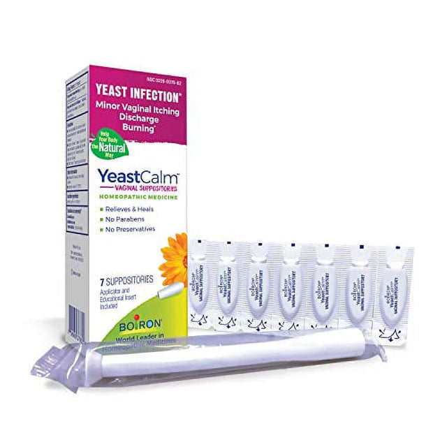 Boiron Yeastcalm Homeopathic Suppositories for Yeast Infections, Burning, Discharge, and Minor Vaginal Itching - 7 Count