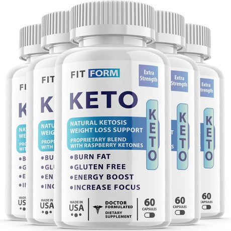 (5 Pack) Fit Form Keto - Supplement for Weight Loss - Energy & Focus Boosting Dietary Supplements for Weight Management & Metabolism - Advanced Fat Burn Raspberry Ketones Pills - 300 Capsules