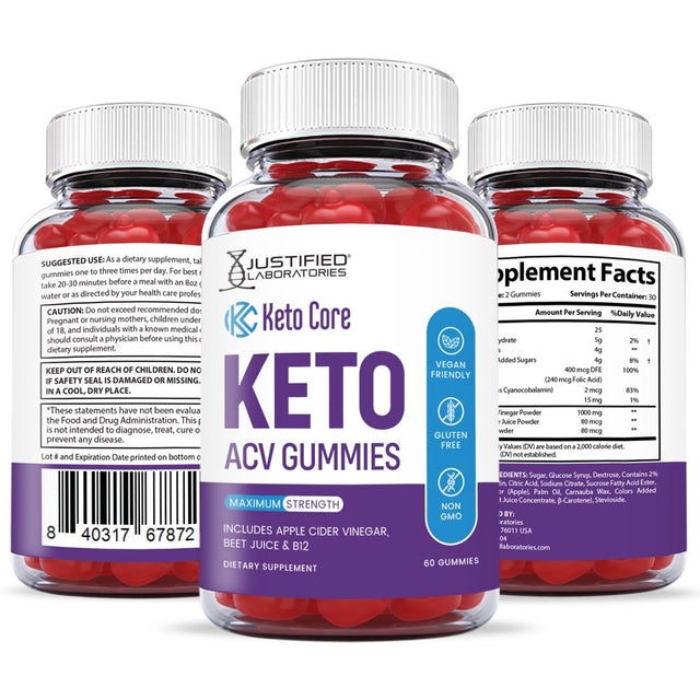 (2 Pack) Keto Core ACV Gummies 1000MG Dietary Supplement 120 Gummys