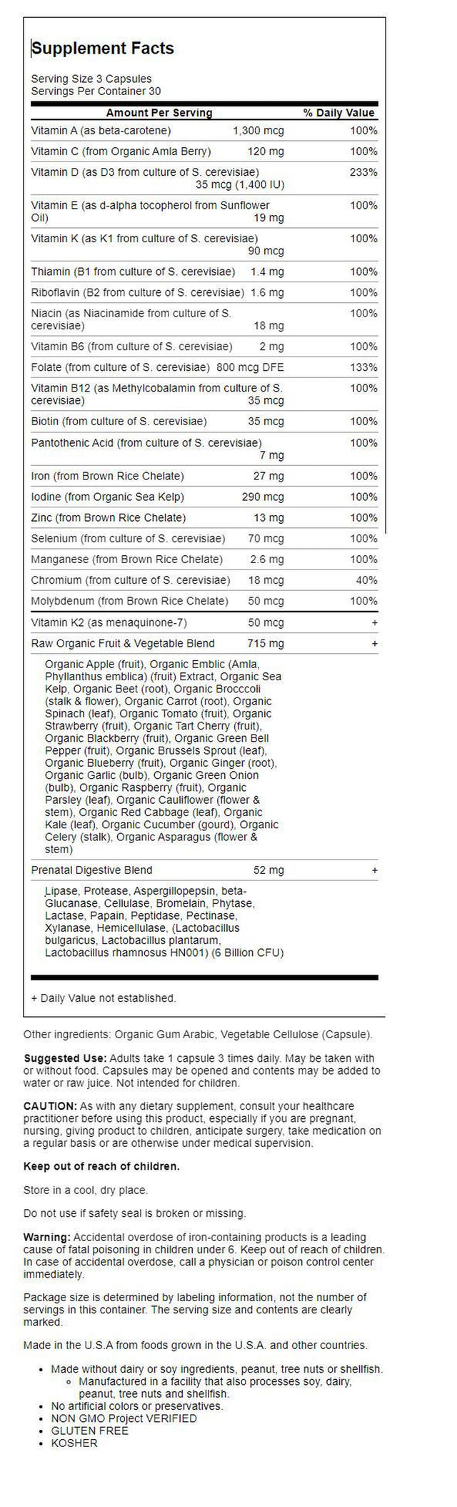 Garden of Life Vitamin Code Raw Prenatal, 90 Capsules