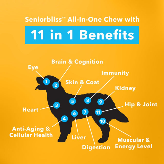 Vetnique Labs Seniorbliss Aging Dog (7+) Senior Dog Vitamins and Supplements, Supports Heart, Allergy, Arthritis, Skin and Coat - Furever Young (All-In-One Daily Vitamin, 120Ct)