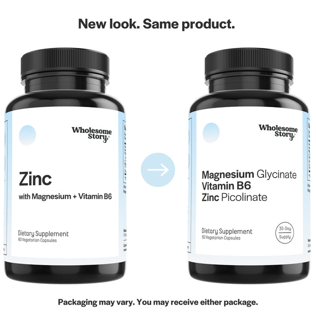 Wholesome Story 3-In-1 Zinc Magnesium Vitamin B6 | Reproductive & Fertility Health Support | 60 Ct