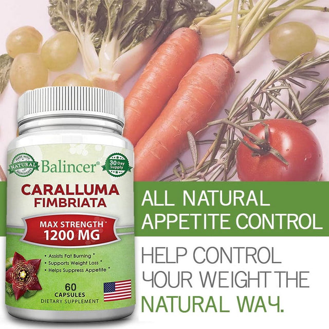 Balincer Caralluma Fimbriata 1200Mg, Natural Extract Weight Loss Diet Pill Supplement, Plant Root Appetite Suppressant and Pure Energy Booster, Maximum Strength Slim Fat Burner