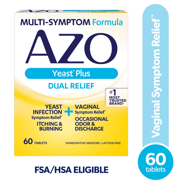 Azo Yeast plus Dual Relief Tablets, 60 Ct