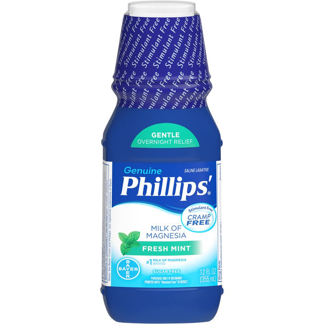 Phillips Milk of Magnesia Liquid Magnesium Laxative, Fresh Mint, 12 Oz