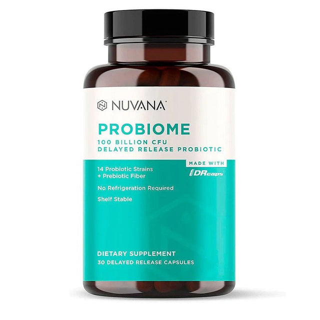 Nuvana Probiome | 100 Billion CFU | 14 Probiotic Strains with Prebiotic Fiber for Adult Men & Women