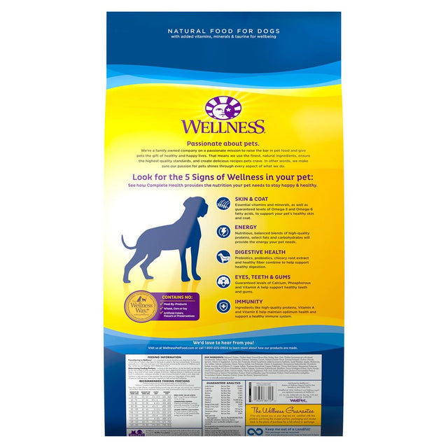 Wellness Complete Health Natural Dry Large Breed Dog Food, Chicken & Rice, 30-Pound Bag