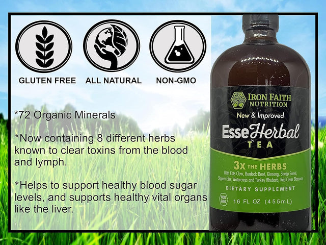 Esseherbal Tea 8 Herb Formula W/Organic Minerals/Non-Gmo/Vegan/Organic/Detox & Cleanse Support Immune System (New Size 16 Oz)