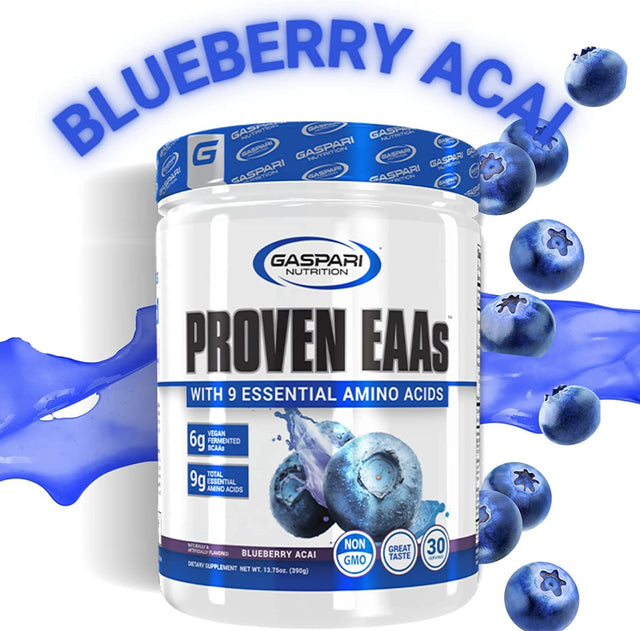 Gaspari Nutrition: Proven Eaas, Vegan Fermented Eaas, Enhances Recovery & Replenishes Electrolytes, Non-Gmo (30 Servings, Blueberry Acai)