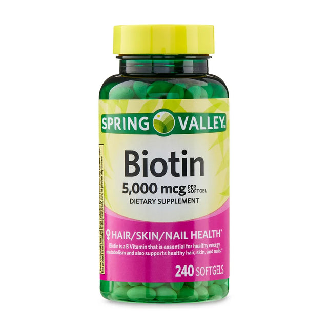 Spring Valley Biotin Softgels Dietary Supplement, 5,000 Mcg, 240 Count