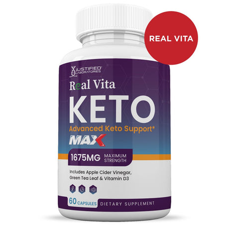 (2 Pack) Real Vita Keto ACV MAX Pills 1675Mg Dietary Supplement 120 Capsules