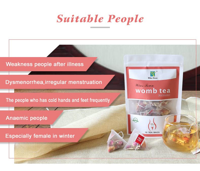 Wins Town Womb Tea, Uterus Cleansing Detox Tea, Herbal Tea for Warm, Care, Health, Love Woman, 10 Tea Bags