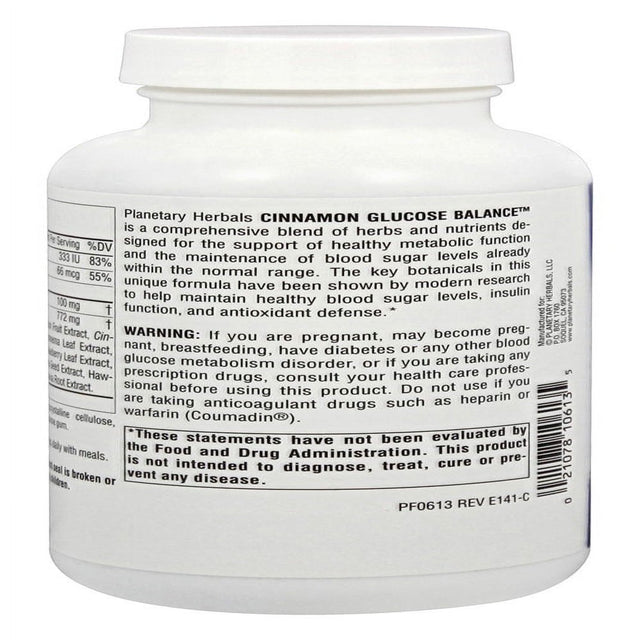 Planetary Herbals - Cinnamon Glucose Balance 910 Mg. - 180 Tablets