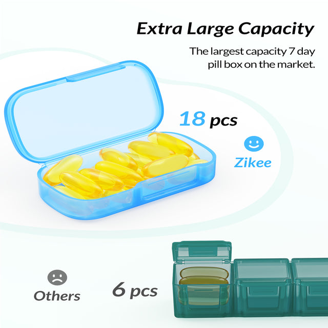 AUVON 7 Packs Extra Large Pill Organizer, Portable Pill Box 7 Day for Pocket, Purse, Weekly Pill Case with Dual-Protection Design, Pill Container for Medication, Vitamin, Fish Oil, Supplement