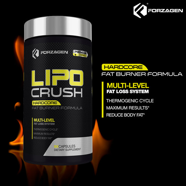 Forzagen Lipocrush Fat Burner - Best Weight Loss Pills Women & Men | Thermogenic Fat Burner Supplements | Appetite Suppressant | Metabolism Booster | Keto Diet Friendly (90 Natural Capsules)