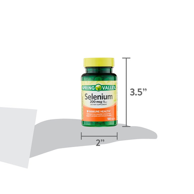 Spring Valley Selenium Immune Health Dietary Supplement Tablets, 200 Mcg, 100 Count