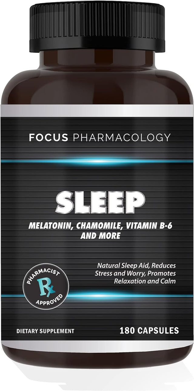 Natural Nighttime Sleep and Calming Formula - 180 Ct Blend of Melatonin, 5-HTP, GABA, Chamomile, Valerian, Goji, Ashwagandha, St. John'S Wort