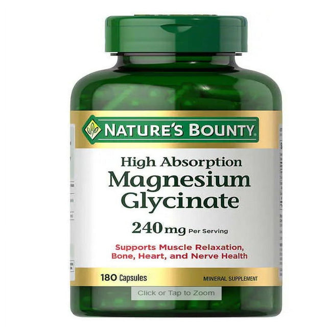 Nature'S Bounty Magnesium Glycinate 240 Mg, 180 Capsules