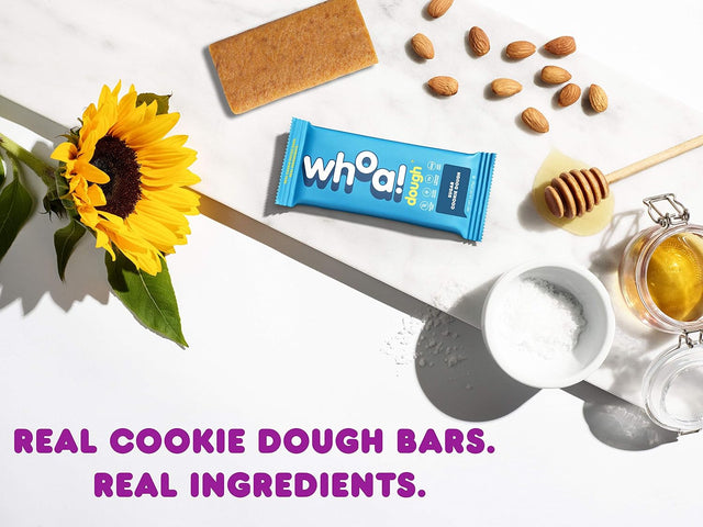 WHOA DOUGH Plant Based Protein Bar, Gluten Free, Dairy Free, Non GMO, Healthy Snacks for Kids and Adults, 8G Protein, 10 Bars (Sugar Cookie)