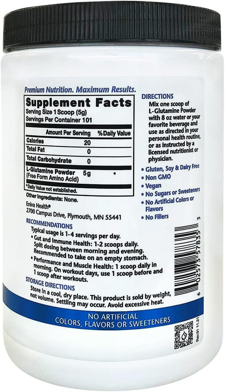 Eniva L-Glutamine Powder, 1.1-Pound and Omega-3 Fish Oil (60 Caps)