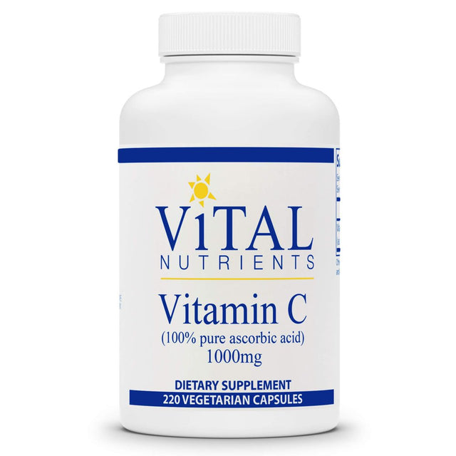 Vital Nutrients - Vitamin C 1000 Mg (100% Pure Ascorbic Acid) - Potent Antioxidant to Support Iron Absorption - 220 Vegetarian Capsules