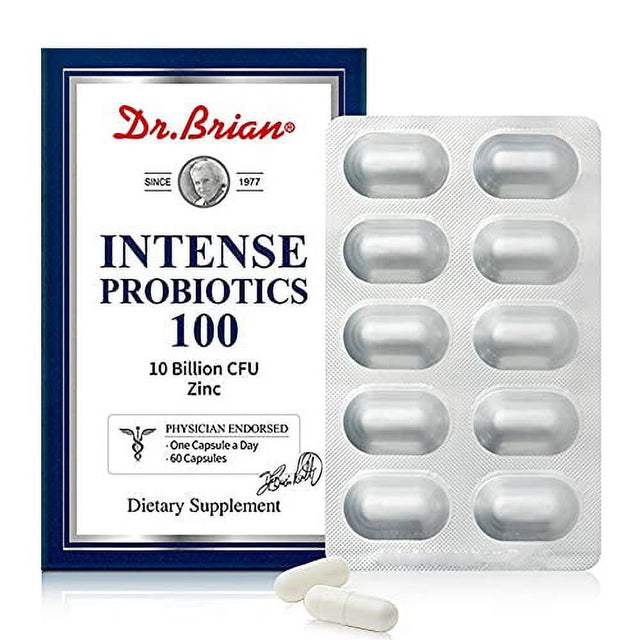 Dr.Brian Intense Probiotics 10 Billion Cfu Probiotics for Women Men Adults Constipation Relief Digestive Intestinal Health Immunity 17 Stains Probiotics Blend plus Zinc, 60 Capsules