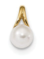 14K 7-8Mm White Freshwater Cultured Pearl Polished Pendant XF641 (0.9 Grams | 14.29MM X 7.19MM)