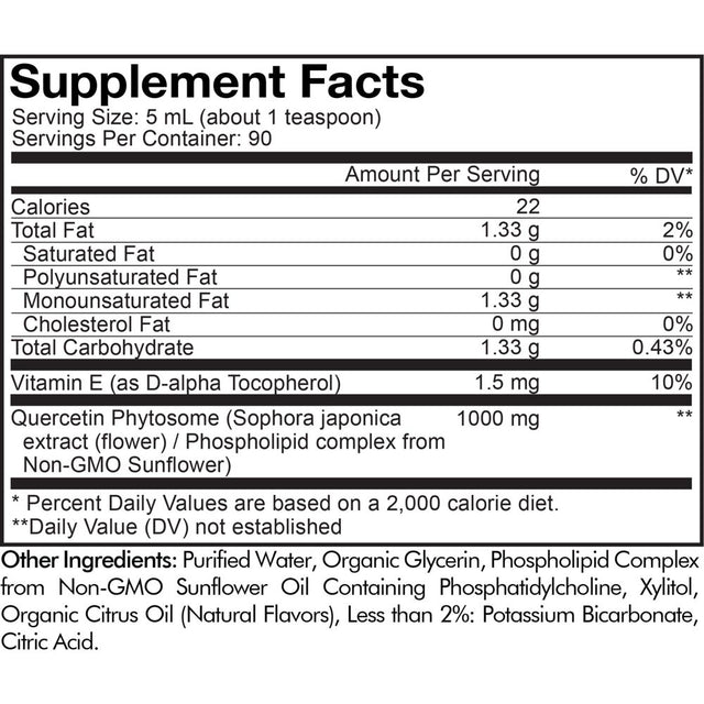 Codeage Nanofood Liquid Quercetin Phytosome, Liposomal Delivery, Vitamin E, Non-Gmo, 90 Servings, 16 Fl Oz