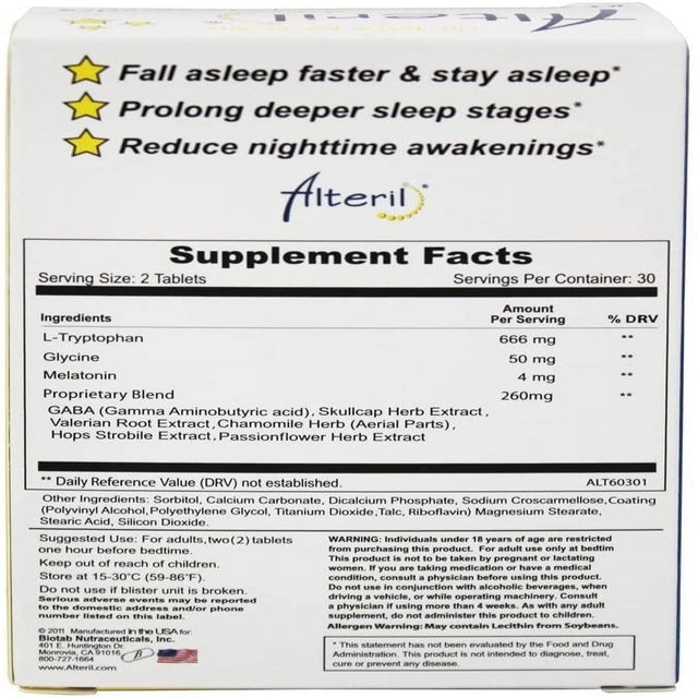 Alteril All Natural Sleep Aid 60 Tablets (Pack of 2)