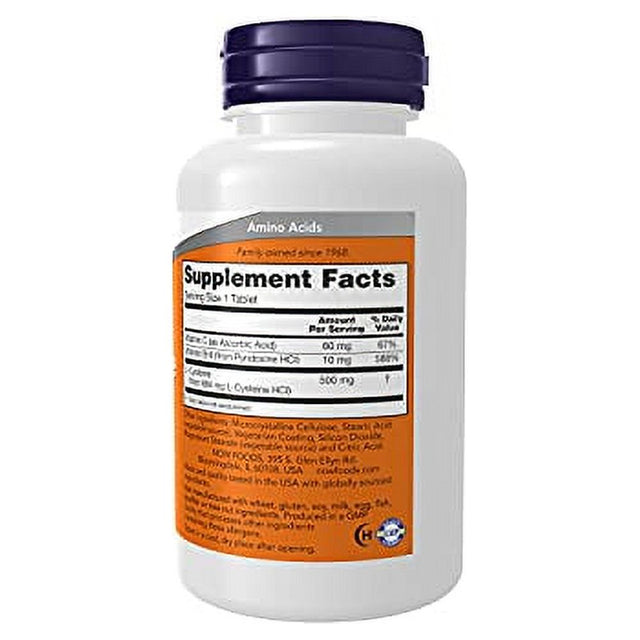 NOW Supplements, L-Cysteine 500 Mg with Vitamins B-6 and C, Structural Support*, 100 Tablets