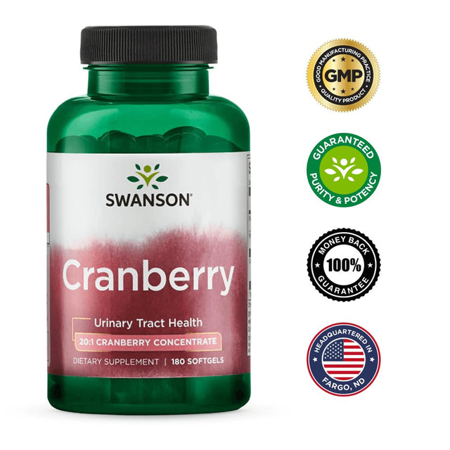 Swanson Herbal Supplement Cranberry 20:1 Concentrate Softgel 180Ct