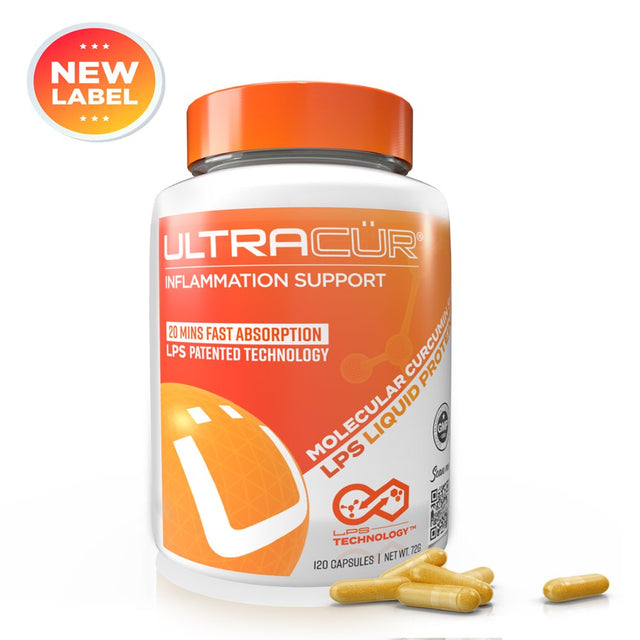 Ultracur - Turmeric Curcumin - Fast Acting Highly Bioavailable Curcumin - "The Curcumin You CAN Feel"™ -120 Vegetarian Capsules. Balance Your Inflammation System Naturally.