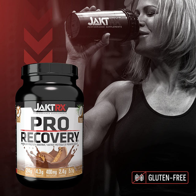 JAKTRX PRO Recovery – Post-Workout Whey Protein Powder – Muscle Builder & Recovery Supplement – BCAA, Glutamine, Leucine, Glucosamine & MCT – 28 Servings - Peanut Butter Chocolate